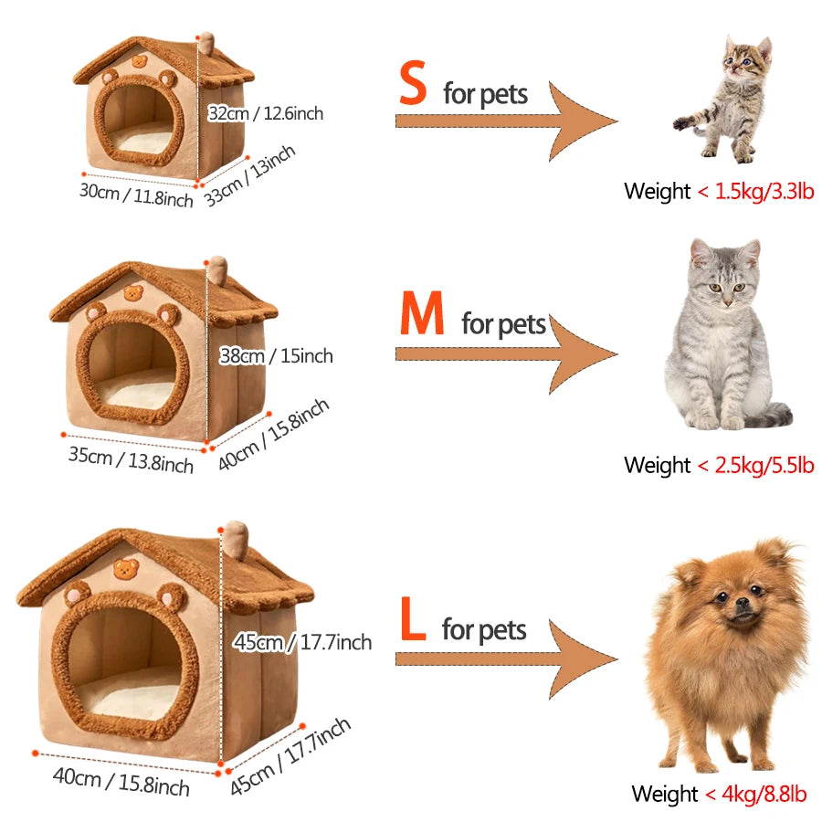Foldable Removable Washable Pet House for Extra Small Dogs and Small and Medium Cats