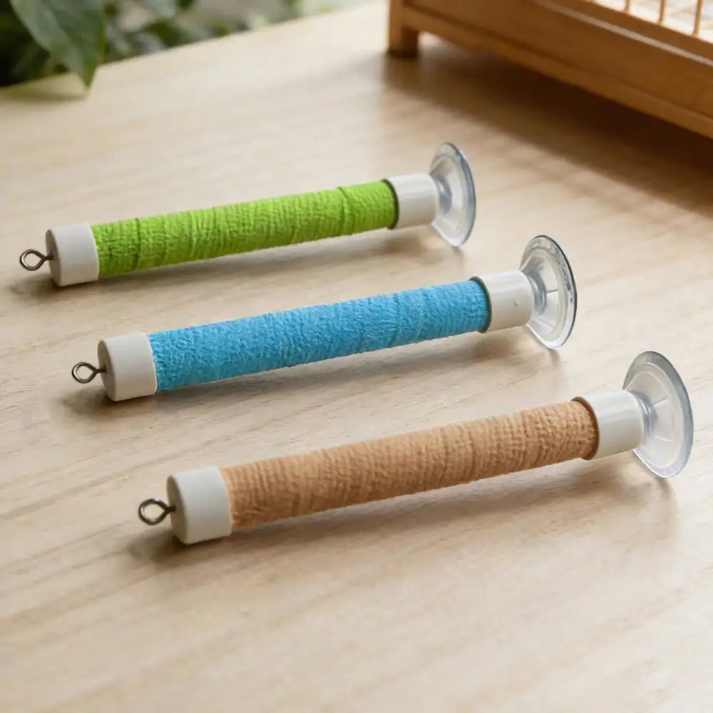 PVC Pipe With Suction Cup Stand, Elastic Band Wrapped Training Perch Toy
