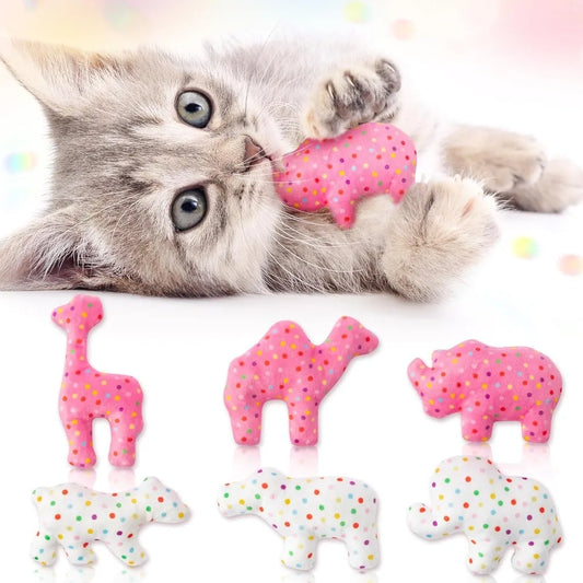 6Pcs Frosted Animal Cookie Catnip Cat Toy