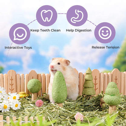 Natural Edible Guinea Pig/Rabbit Treats, Small Pet Dental Health Toys, Detachable Enrichment Chews for Chinchilla/Rat/Gerbils