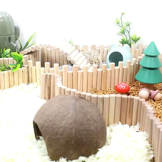 Hamster Habitat Accessories, Multiple Size, Wooden Bridge, Bendable Fence for Small Animals Climbing