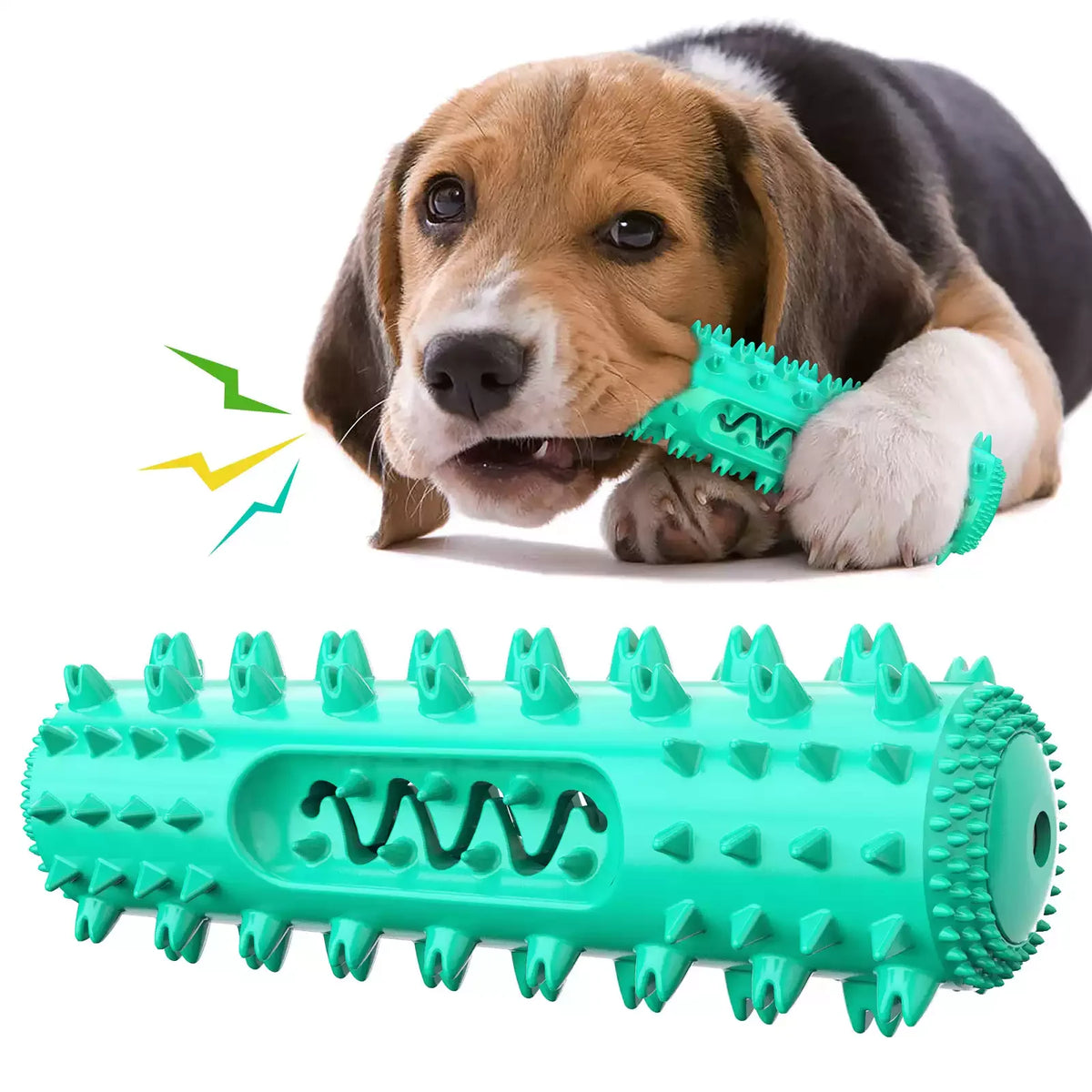 Durable Rubber Dog Chew Squeaky Toy - Teeth Cleaning Interactive