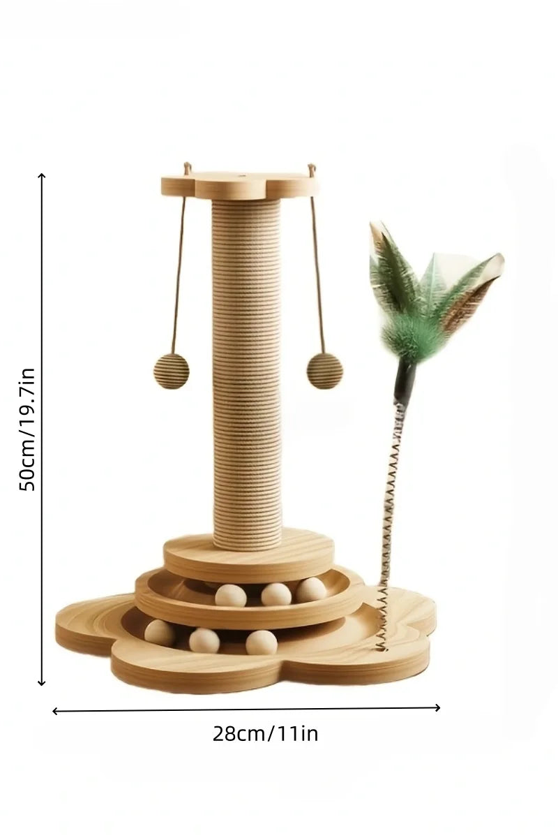 High-Quality Cat Scratch Board Rotating Platform - Wooden Fiber Chew Toy, Durable and Non Shedding