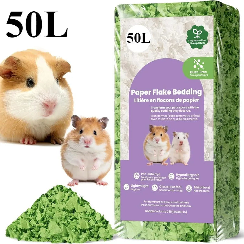 Small Pet Bedding Hamster Rabbits Guinea Pigs Odor Control Dust-Free Moisture Absorbent Natural Paper Shavings