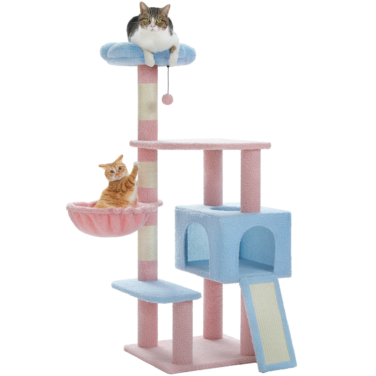 Flower Cat Tree Multi-Level Tower with Sisal Covered Scratching Posts Cute Condo With Top Perch