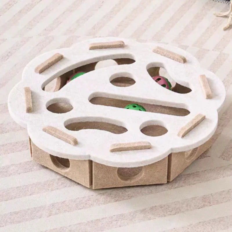 Interactive Cat Puzzle Maze - Soft Felt Hole Game With Bell Ball Toy For Kittens And Cats