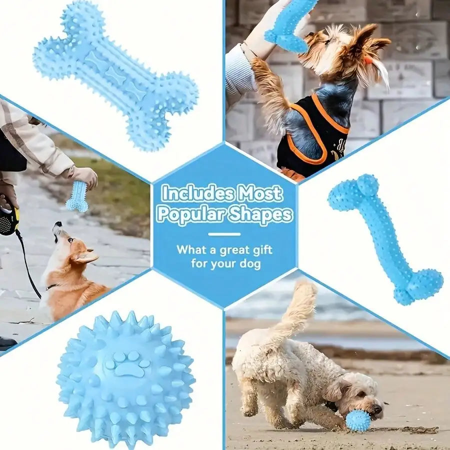 12pcs Durable Dog Toys, Random Styles & Materials, Large Size Chew Toys, Teeth Cleaning, Tug Of War, Boredom Relief, Encourage Interactive Play