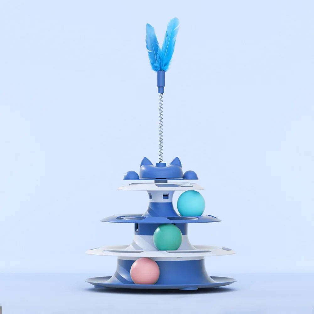 Turntable Toy With Interactive Cat Ball & Teaser Wand Automatic Self Play For Cats And Kitten