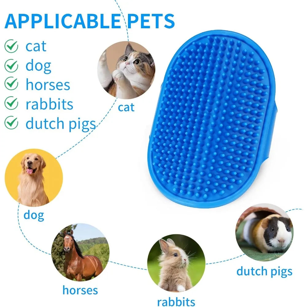 Professional Dog Grooming Brush and Shampoo Massage Bath Brush  with Adjustable Soft Loop Handle for Washing and Deshedding,