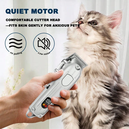 Electric Pet Hair Clipper USB Rechargeable LCD Display Dog Cat Grooming Trimmer Shaver with Guide Comb Kit