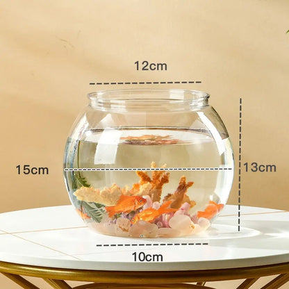 Home Decor Clear Transparent Round Fish Tank Plastic Small Fish Bowl creative light