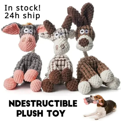 Plush Squeaky Puppy Chew Toys Interactive Teething Training Dog Toys for Small Dogs Cute Donkey Design