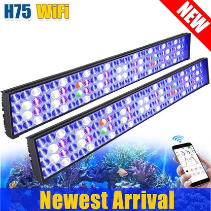 NEW PopBloom WiFi Led Aquarium Light, Full Spectrum Marine Aquarium Lamp For 60-240cm Reef Corals Seawater Led Fish Tank Lights