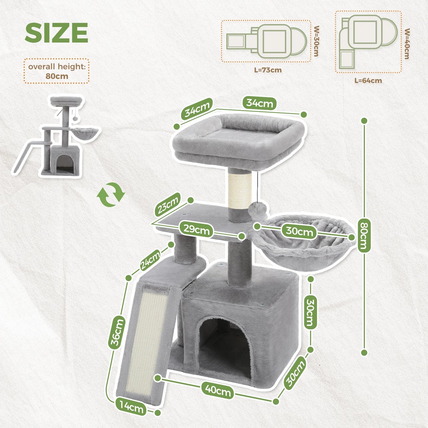 Cat Activity Tower Tree With Scratching Post for Indoor Cats