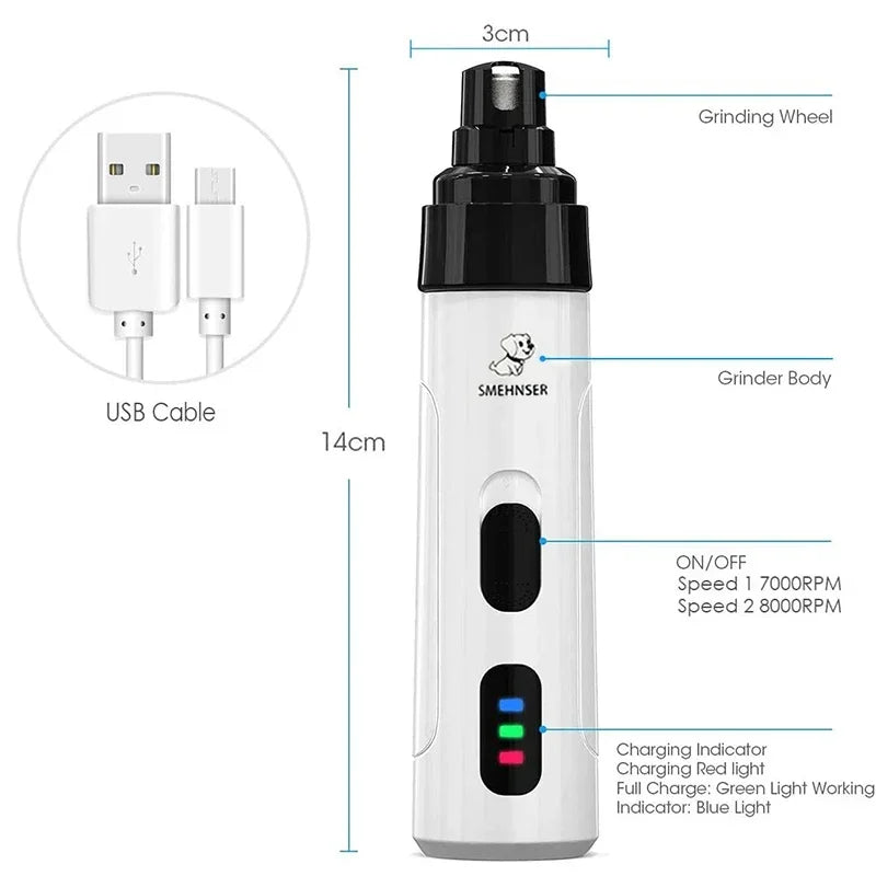 Rechargeable Nail Clippers Quiet Electric Dog And Cat Nail Grooming Trimmer Tools