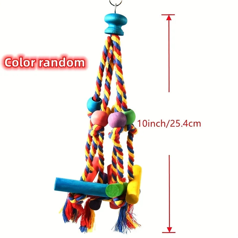 Random Colored Bird Accessorie, Wood Chewing Toy Rope