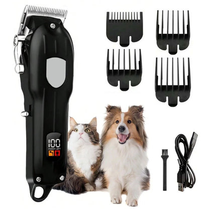 Electric Pet Hair Clipper USB Rechargeable LCD Display Dog Cat Grooming Trimmer Shaver with Guide Comb Kit