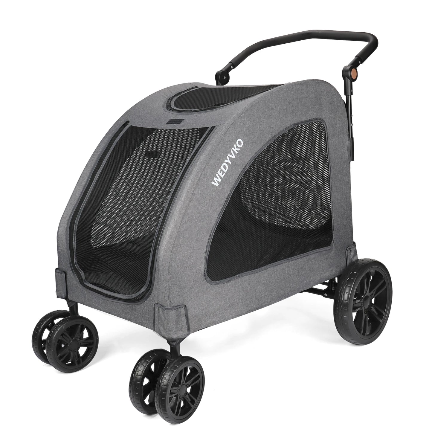 Heavy Duty Dog Stroller for Large Dogs up to 120 lbs, Foldable Pet Wagon with 360° Wheels, All-Round Ventilation