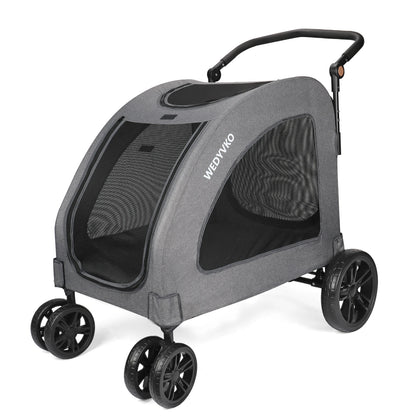 Heavy Duty Dog Stroller for Large Dogs up to 120 lbs, Foldable Pet Wagon with 360° Wheels, All-Round Ventilation