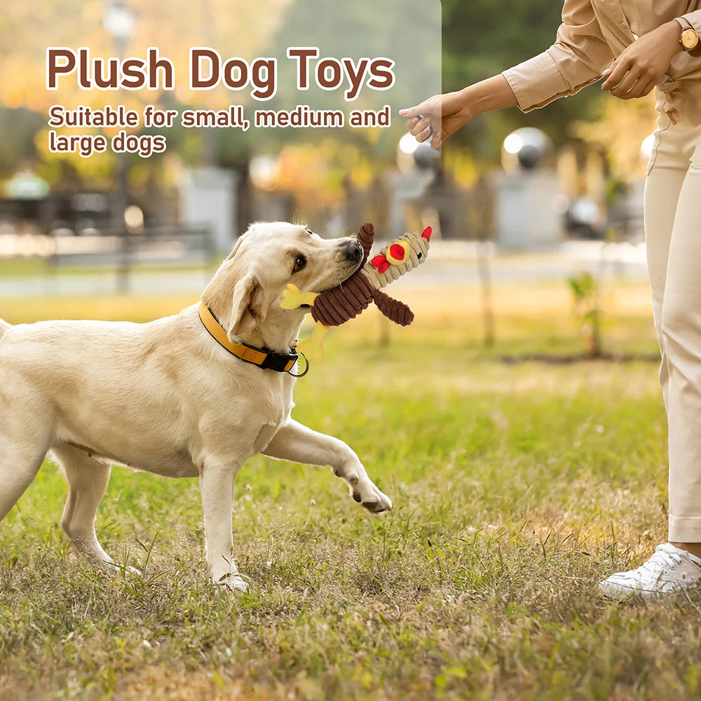 5 Pack Plush Dog Squeaky Toys, Assortment Value Bundle for Small Medium And Large Dogs,