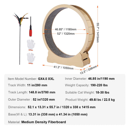 SucceBuy Wooden Cat Exercise Wheel Large Treadmill