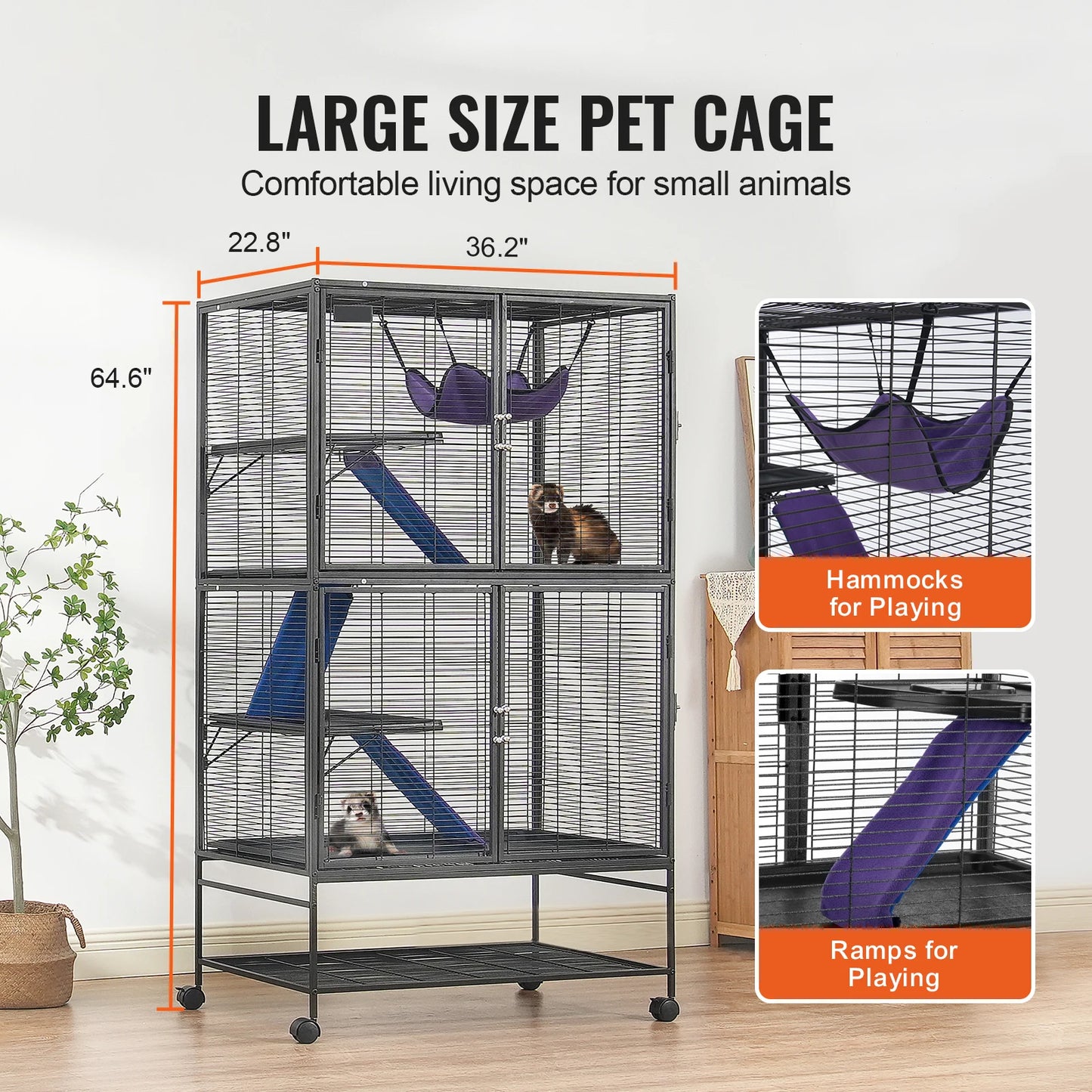 SucceBuy  Rolling Metal 4-Tier Critter Nation Cage Small Animal Cage for Rats Hamster Guinea Chinchilla Ect.
