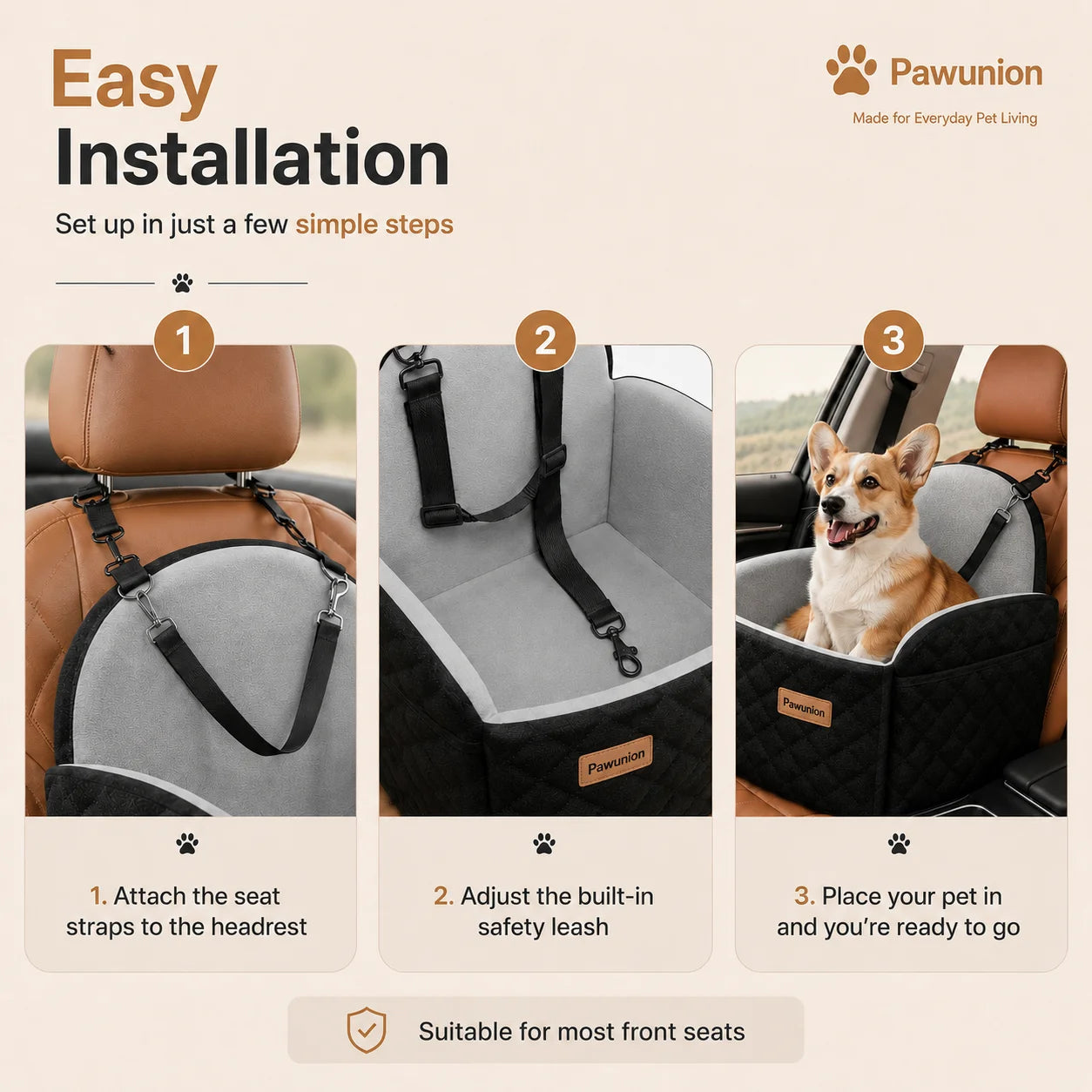 Dog Car Seat for Small/Medium/Large Dogs, Memory Foam Dog Booster Seat with Thick Cushion cool mat up to 55 lbs or 2 Small Dogs,