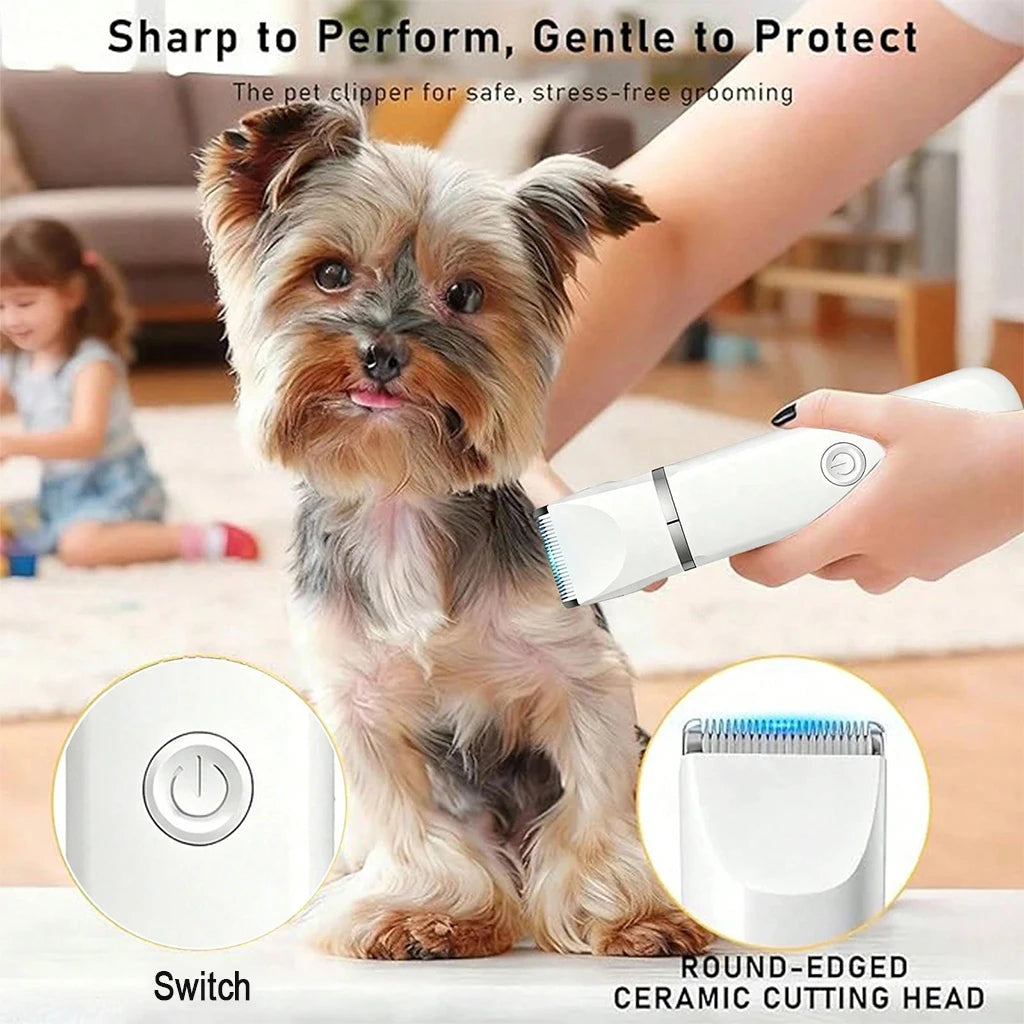 4-in-1 Pet Hair Clipper Rechargeable Dog Cat Trimmer Kit Cordless Electric Grooming Shaver with Comb Guide