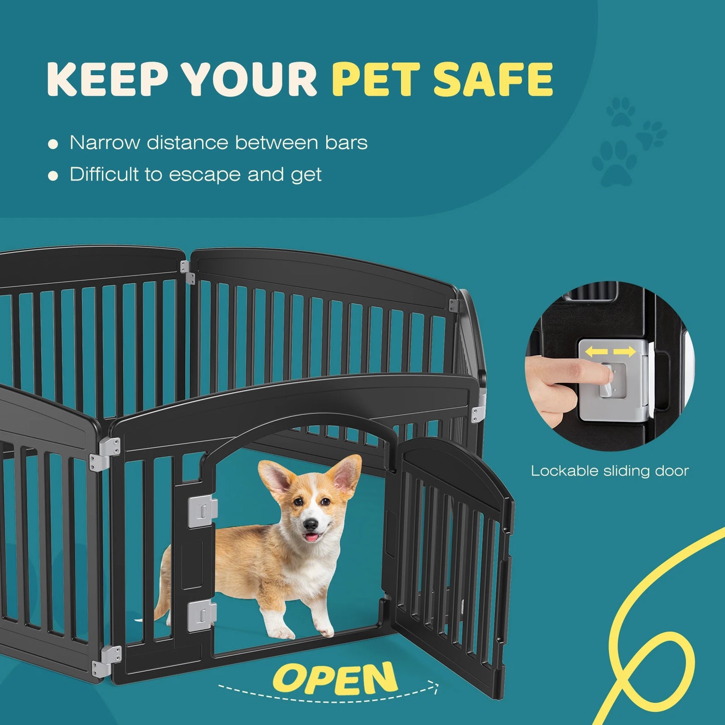 Plastic Dog Playpen Expandable Durable Pet Fence for Medium Dogs Indoor Outdoor