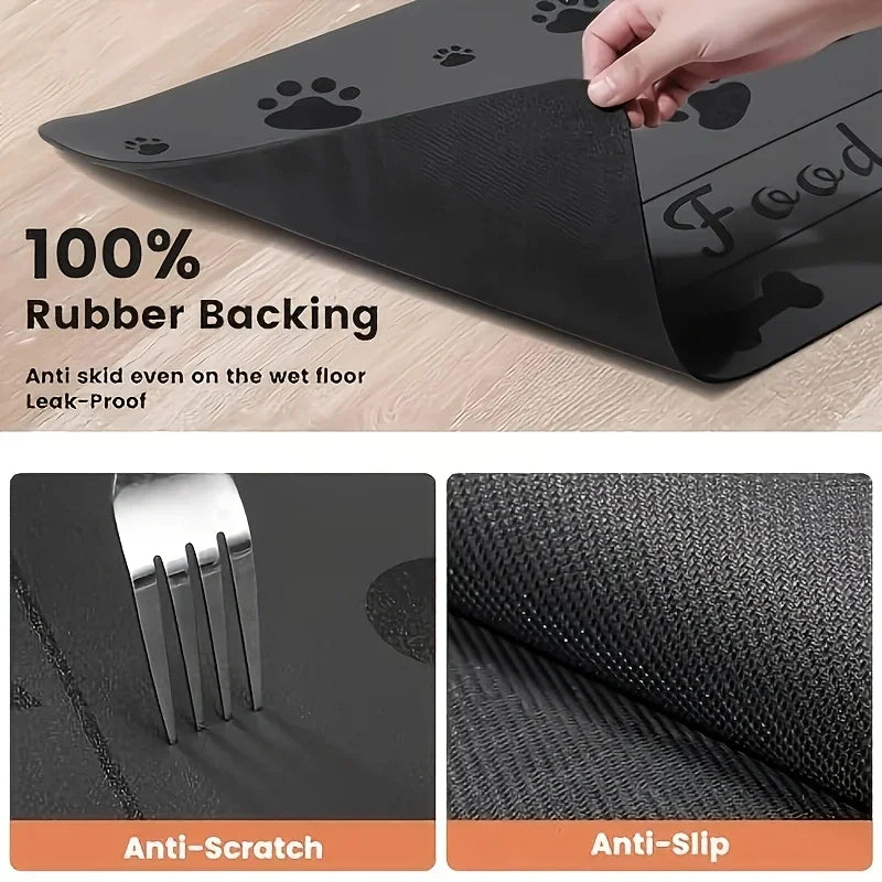 Non-Slip Absorbent Pet Mat - Feeding/Sleeping Pad For Cats Dogs Durable Easy Clean