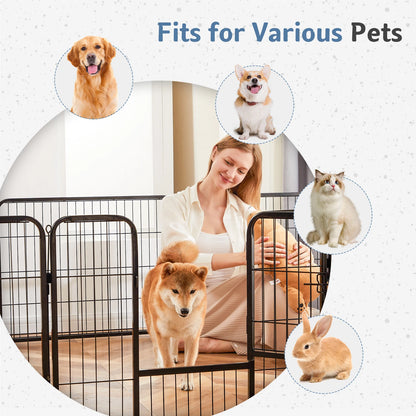 JHK Metal 8 Panels Dog Playpen 24 Inch to 32 Inch Foldable Large Dog Puppy Exercise for Yard