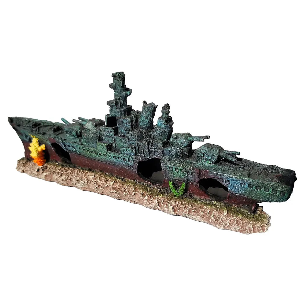 Aquarium Resin Sunken Pirate Ship Wear Resist Warship Handicrafts Shipwreck Decorations for Fish Tank