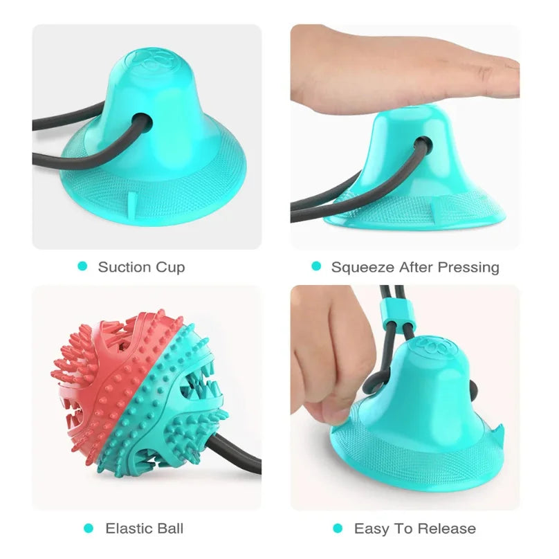 Dog Food Toys, Silicon Suction Cup, Interactive Dog Ball For Tug and Chew Tooth Cleaning