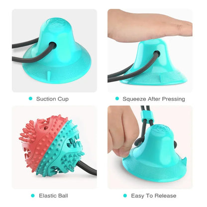 Dog Food Toys, Silicon Suction Cup, Interactive Dog Ball For Tug and Chew Tooth Cleaning