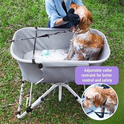 Elevated Dog Bath Tub ,Foldable Bathing Station, Ideal For Medium To Large Pets