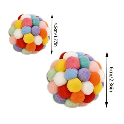 1Pcs  Random Color Pet Elastic Bell Ball -  Self-Play Cat Teaser Chew Balls for Indoor Cats & Kittens
