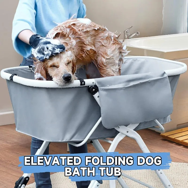 Elevated Dog Bath Tub ,Foldable Bathing Station, Ideal For Medium To Large Pets