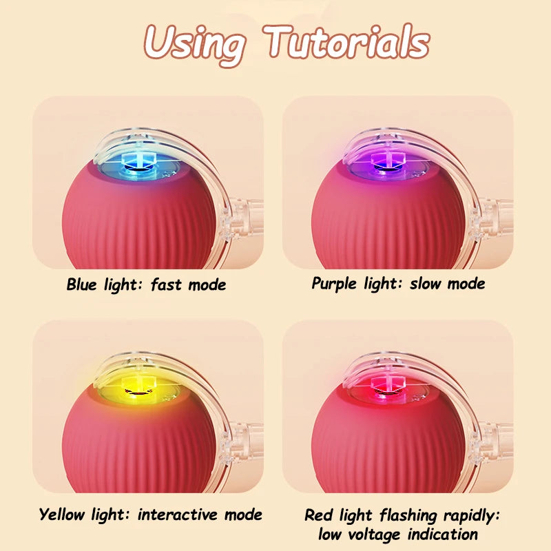New Cat Interactive Ball  - Automatic Rolling Ball Faux Tail Rechargeable Smart Pet Electric Toy