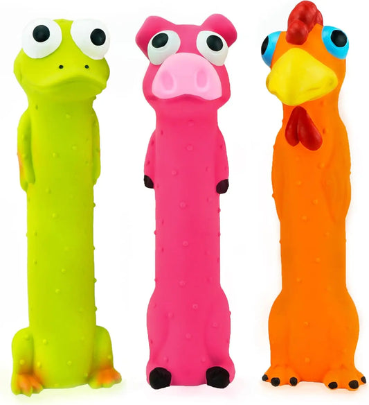 3 Pack 9" Squeaky Latex Dog Toys for Small Medium Dogs
