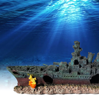 Aquarium Resin Sunken Pirate Ship Wear Resist Warship Handicrafts Shipwreck Decorations for Fish Tank