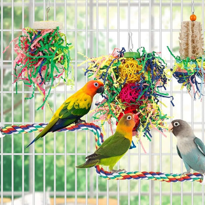 Bird Chew & Foraging Toy – Hanging Paper Ball Cage Toy for Parrots and Pet Birds (Best choice)