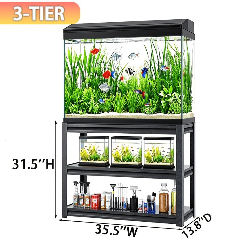 3-Tier Rack Shelf Heavy Duty Metal Frame Aquarium Stand | 20 Gallon Fish Tank Stand