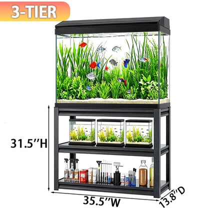 3-Tier Rack Shelf Heavy Duty Metal Frame Aquarium Stand | 20 Gallon Fish Tank Stand