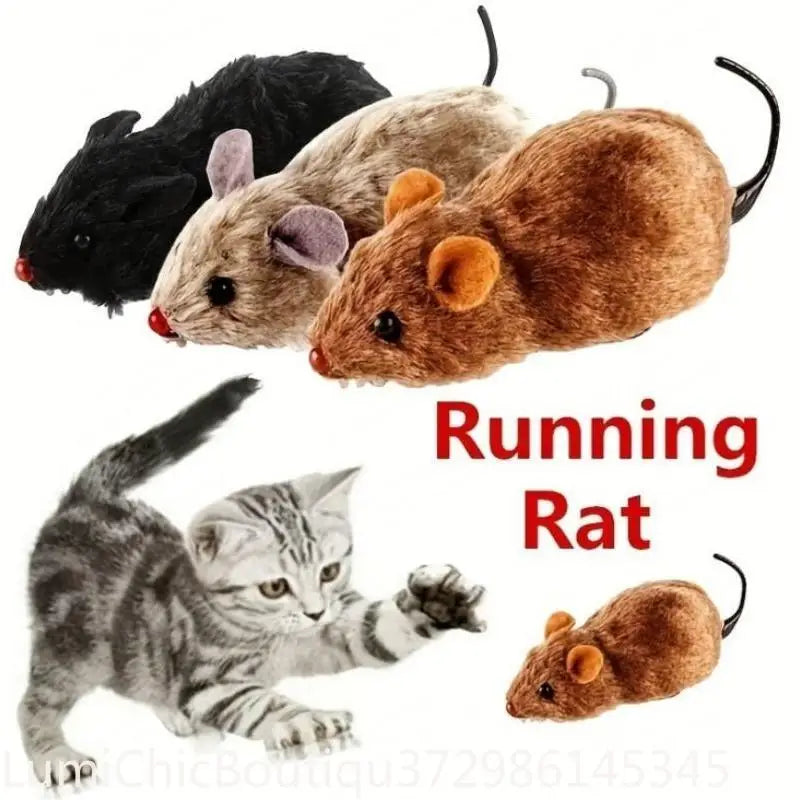 Lifelike Plush Running Mouse Interactive Enrichment Toy For Cats