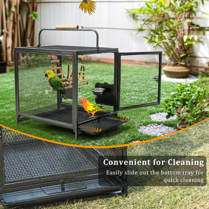 Large Metal Bird Cage for Cockatiels Parakeet Lovebirds - Flight Cage with Hammock Swing Toy and Perch Stand