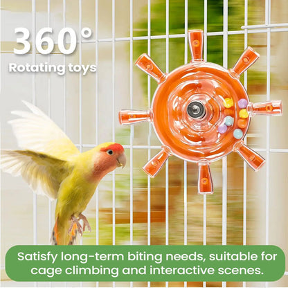 Interactive Parrot Rotating Windmill Rotating Treat Dispenser For Mental Stimulation And Entertainment