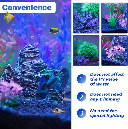 Artificial Aquarium Plants and Rock Cave Decor Set