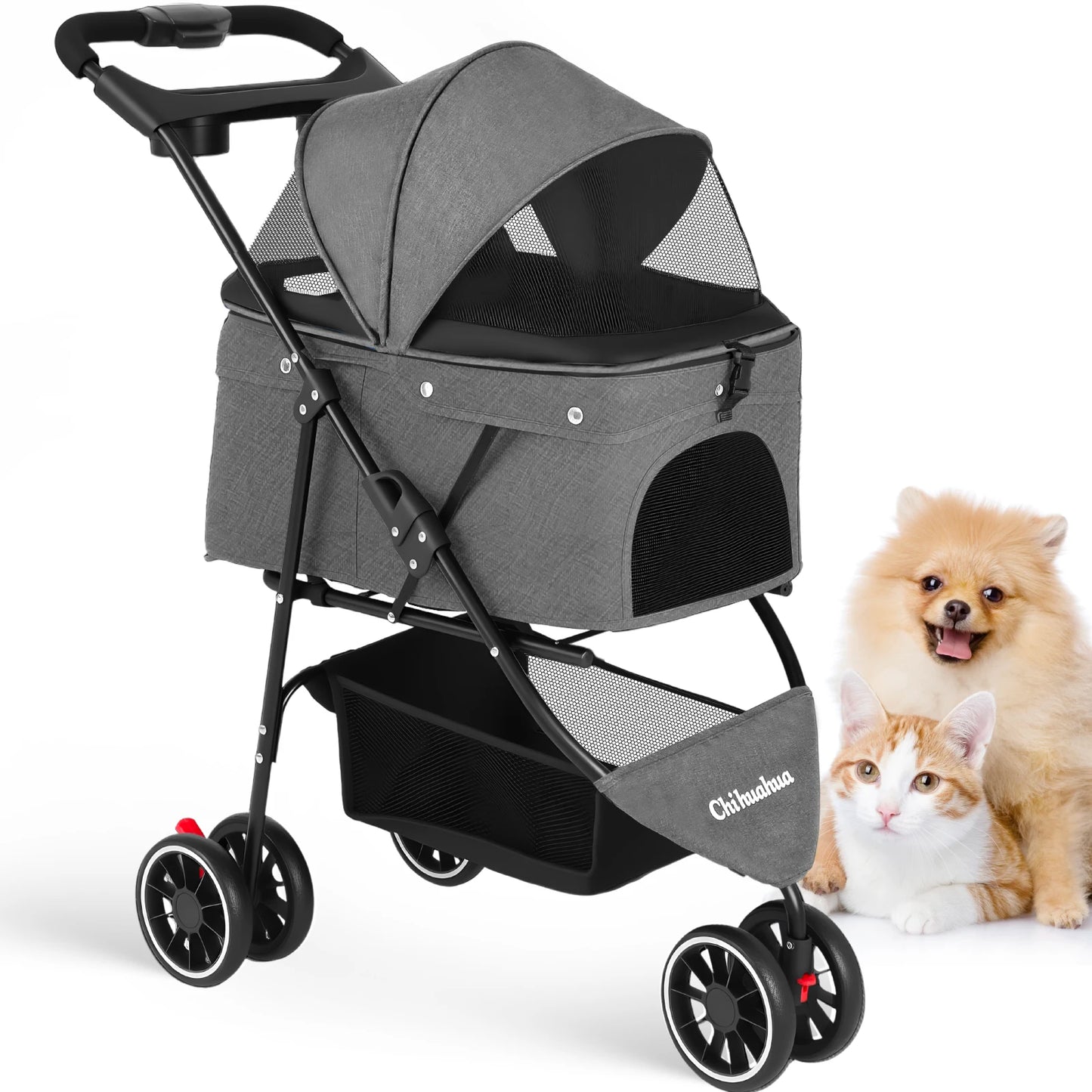 Pet Stroller For Small Puppy Dogs & Cats Portable and Foldable Dog Stroller