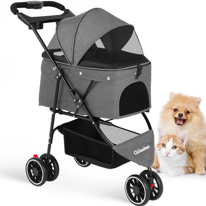 Pet Stroller For Small Puppy Dogs & Cats Portable and Foldable Dog Stroller