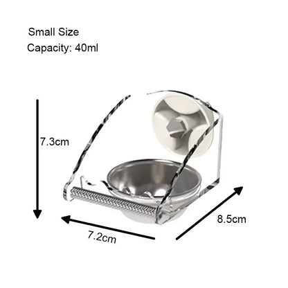 Large Stainless Steel Pet Bird Food Water Bowl Easy to Install Anti Splash